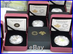 Lot of 16, Canada RCM. 9999 Silver Proof Collector Coins, Special Issues Case COA
