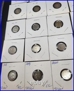 Lot of 19 Silver 0.925 Canadian 10 Cent Coins 1902-1920 Circulated