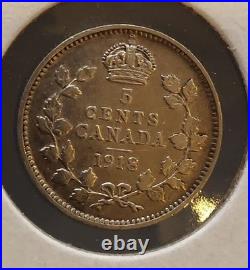 Lot of 19 Silver 0.925 Canadian 10 Cent Coins 1902-1920 Circulated