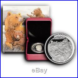 Lot of 3 Coins 2015 Canada Grizzly Bear Series 1 oz Proof Silver Coin Box & COA
