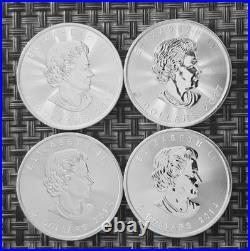 Lot of 4 Canada Silver 5 Dollar Maple Leaf Coins 1 oz. 2014, 2017 Uncirculated