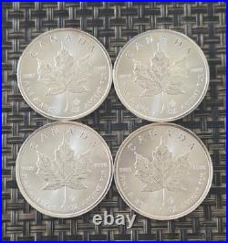 Lot of 4 Canada Silver 5 Dollar Maple Leaf Coins 1 oz. 2014, 2017 Uncirculated
