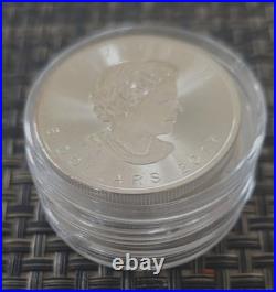 Lot of 4 Canada Silver 5 Dollar Maple Leaf Coins 1 oz. 2014, 2017 Uncirculated