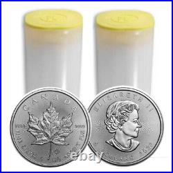 Lot of 50 2022 Canada 1 oz Silver $5 Maple Leaf Coins 2 Rolls BU In Stock