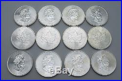 Lot of 50 Canada 2016 1 Troy Ounce Silver 5 Dollars Maple Leaf Coins #A