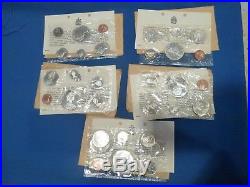Lot of 5 1965 Canadian Silver Proof Like 5 Coin Sets with Envelopes & Inserts
