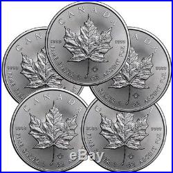Lot of 5 2017 1 oz Canadian. 9999 Silver Maple Leaf $5 Coins SKU# 399399
