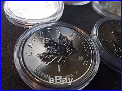 Lot of 5 2017 Canada. 9999 Fine 1 oz Silver Maple Leaf Coins Encapsulated BU