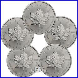 Lot of 5 2019 Canada 1 oz. Silver Maple Leaf $5 Coins GEM BU PRESALE SKU55536