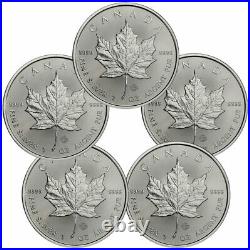 Lot of 5 2022 Canada 1 oz Silver Maple Leaf $5 Coins GEM BU SKU66242 PRESALE