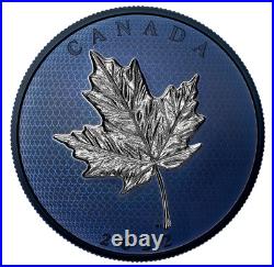 MAPLE LEAVES IN MOTION Blue Rhodium 2022 CANADA 5oz. 9999 Silver Proof $50 Coin MAPLE LEAVES IN MOTION Blue Rhodium 2022 CANADA 5oz. 9999 Silver Proof $50 Coin