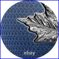 MAPLE LEAVES IN MOTION Blue Rhodium 2022 CANADA 5oz. 9999 Silver Proof $50 Coin MAPLE LEAVES IN MOTION Blue Rhodium 2022 CANADA 5oz. 9999 Silver Proof $50 Coin