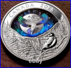 MOON SKY RAVEN 2025 CANADA HOLOGRAPHIC INUIT 1oz. 9999 Pure Silver $20 Coin MOON SKY RAVEN 2025 CANADA HOLOGRAPHIC INUIT 1oz. 9999 Pure Silver $20 Coin