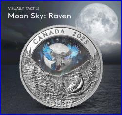 MOON SKY RAVEN 2025 CANADA HOLOGRAPHIC INUIT 1oz. 9999 Pure Silver $20 Coin MOON SKY RAVEN 2025 CANADA HOLOGRAPHIC INUIT 1oz. 9999 Pure Silver $20 Coin
