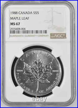 Mystery Box Coin Ngc 1988 Canada Maple 1oz Silver Ngc Ms69 Ms68 Ms67 1 Of 92