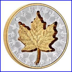 NEW! Canada 2024 20$ SUPER INCUSE MAPLE LEAF SML Gold Plating 1 oz Silver Coin