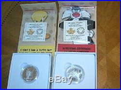 NEW Canada Mint LOONEY TUNES 9 Coin Set $10 Silver ProofCollector's Display Box