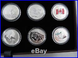 Near complete set PURE SILVER $20 set 2011-2015 Canada coins with display case