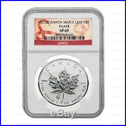 New 2013 Canadian Silver Maple Leaf, Snake Privy Mark 1oz NGC SP69 Graded Coin