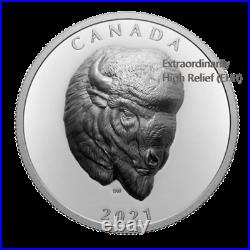 New Canada Silver $25 Dollars High Relief (EHR) Coin, BOLD BISON, 2021