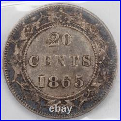 Newfoundland 1865 20 Cents Silver Coin ICCS AU-55