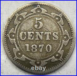 Newfoundland 1870 5 Cents Silver Coin Fine