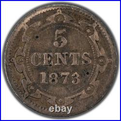 Newfoundland 1873 Obverse #2 5 Cents Silver Coin Good