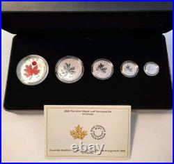 O- CANADA 2020 CANADA. 9999 Silver 5 Coins Fractional Proof Set With OGP & CoA