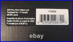 O- CANADA 2020 CANADA. 9999 Silver 5 Coins Fractional Proof Set With OGP & CoA