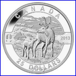 O Canada 2013 CARIBOU & Baby Reindeer Calf $25 1 Oz Pure Silver Proof FULL OGP