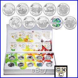 O Canada 2014 $10 Silver. 9999 Fine 10 Coins complete set with COA(OOAK)(NT)
