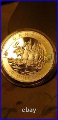 O Canada 2014 Proof Gem $10 Silver Coin Moose
