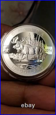 O Canada 2014 Proof Gem $10 Silver Coin Moose