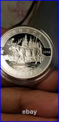 O Canada 2014 Proof Gem $10 Silver Coin Moose