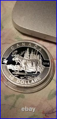 O Canada 2014 Proof Gem $10 Silver Coin Moose