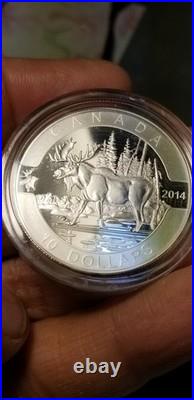 O Canada 2014 Proof Gem $10 Silver Coin Moose