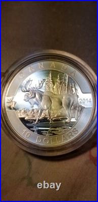 O Canada 2014 Proof Gem $10 Silver Coin Moose