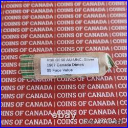 One Roll Of 1967 Canada Silver Dimes AU-UNC. $5 Face Value #coinsofcanada One Roll Of 1967 Canada Silver Dimes AU-UNC. $5 Face Value #coinsofcanada