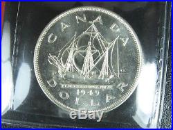 One dollar 1949 Canada ICCS MS-67 King George VI large silver coin 1$ $1 1d