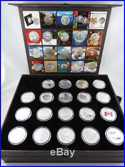PURE SILVER $20 COMPLETE set 2011-2015 Canada coins with display case