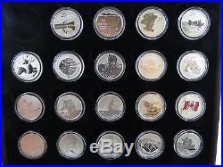 PURE SILVER $20 COMPLETE set 2011-2015 Canada coins with display case