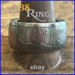 PURE SILVER Canadian Maple Leaf COIN RING SIZES 7-13 Handmade Canada US America