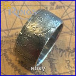 PURE SILVER Canadian Maple Leaf COIN RING SIZES 7-13 Handmade Canada US America