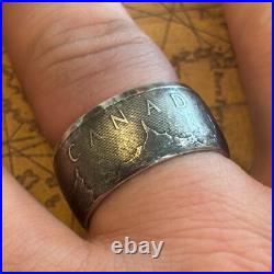 PURE SILVER Canadian Maple Leaf COIN RING SIZES 7-13 Handmade Canada US America