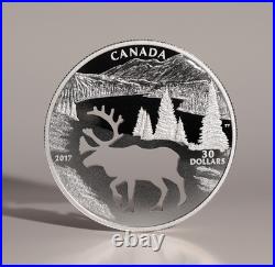 Pure Silver Coin RCM 2017 $30 Endangered Animal Cutout Woodland Caribou