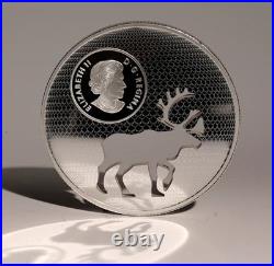 Pure Silver Coin RCM 2017 $30 Endangered Animal Cutout Woodland Caribou