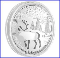 Pure Silver Coin RCM 2017 $30 Endangered Animal Cutout Woodland Caribou