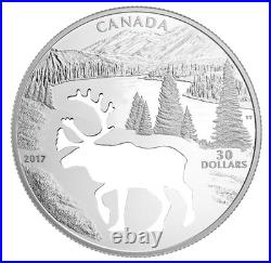 Pure Silver Coin RCM 2017 $30 Endangered Animal Cutout Woodland Caribou