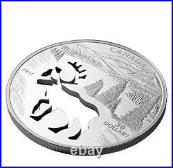 Pure Silver Coin RCM 2017 $30 Endangered Animal Cutout Woodland Caribou