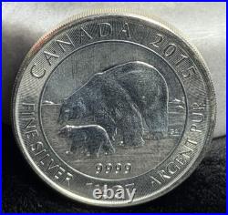 QE II SILVER COIN, CANADIAN 8 DOLLARS, 1.5oz. 9999 SILVER, 2015, NICE